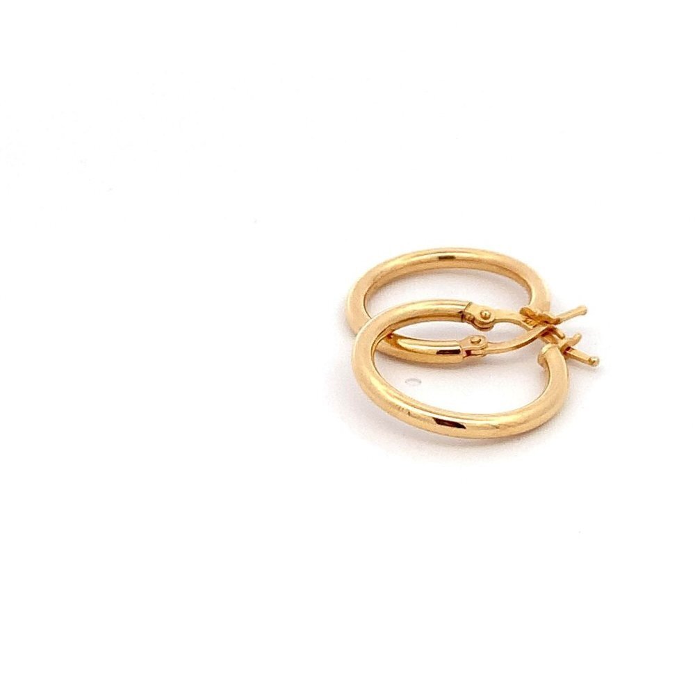 18K Yellow Gold Earrings Hoops Small Plain 2grams - Picture 5 of 9